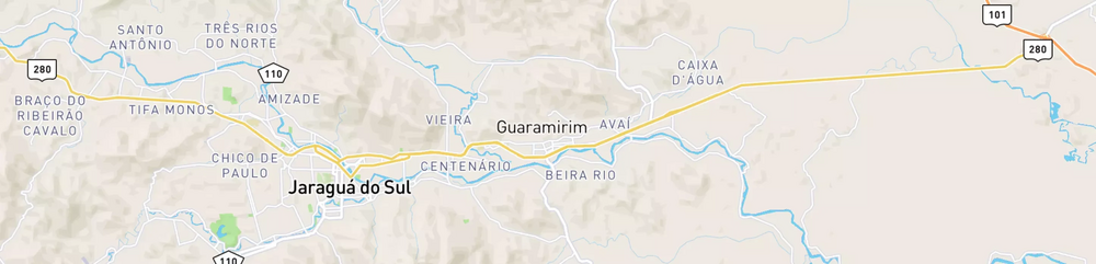 Mapa mostrando localização do terminal logístico de Guaramirim, da Petrobras.