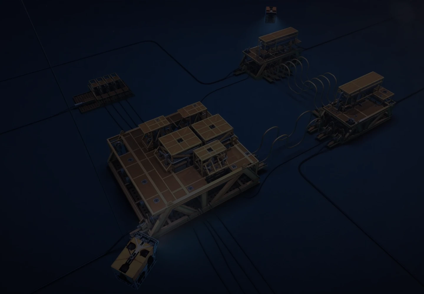 3D image representing the structure of Petrobras' Hisep technology, below the sea.