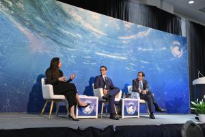 Gerentes executivos da Petrobras, Paulo Marinho e Mariana Cavassin, participaram de painel na OTC 2024